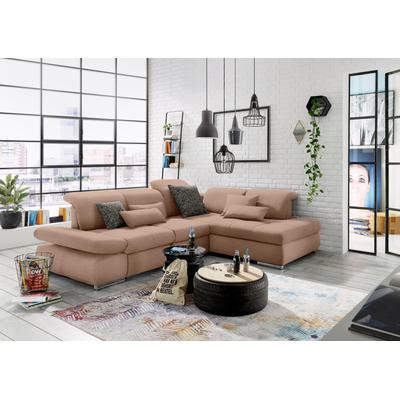 Ecksofa "SO 4100 mit komfortablen Federkern und Kopfteilverstellung", braun (braun 16), B:291cm H:80cm T:226cm, SET ONE BY MUSTERRING, Sofas, wahlweise mit Bettfunktion und Sitztiefenverstellung, L-Form Image