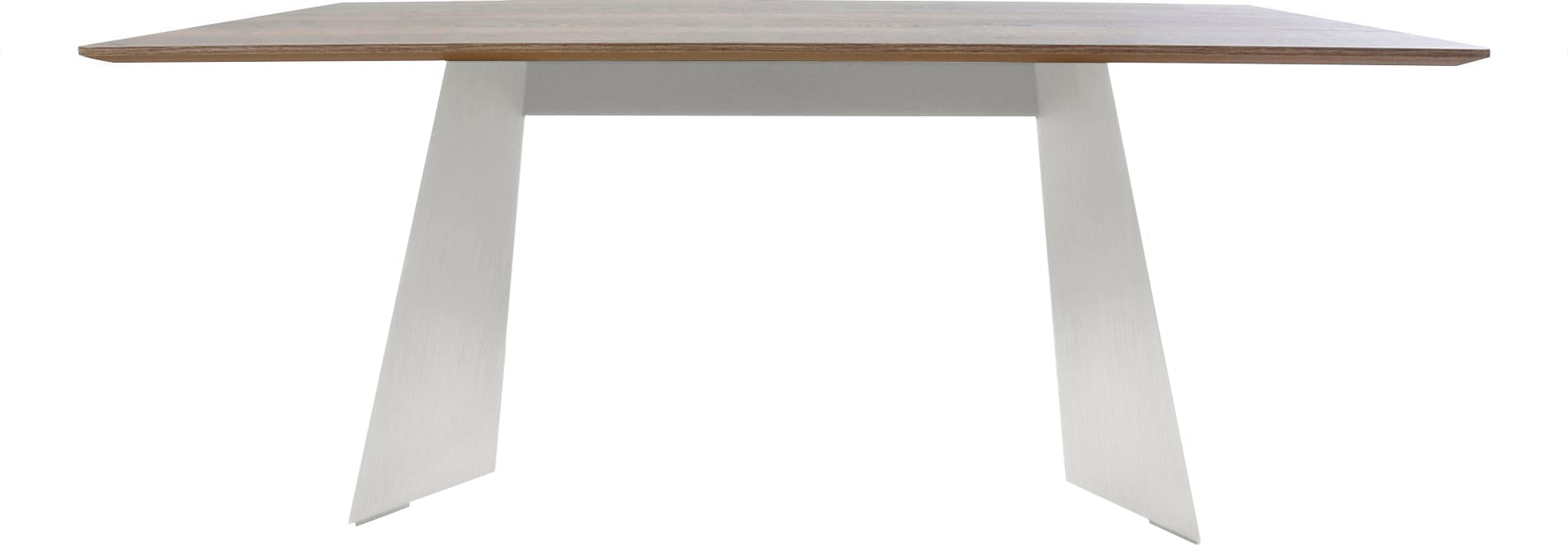 Esstisch K+W KOMFORT & WOHNEN "Cube", braun (risseiche dunkel, stahlgrau), B:180cm H:75cm T:90cm, Tische, in Nachbildung Risseiche dunkel, Untergestell in 2 Farben