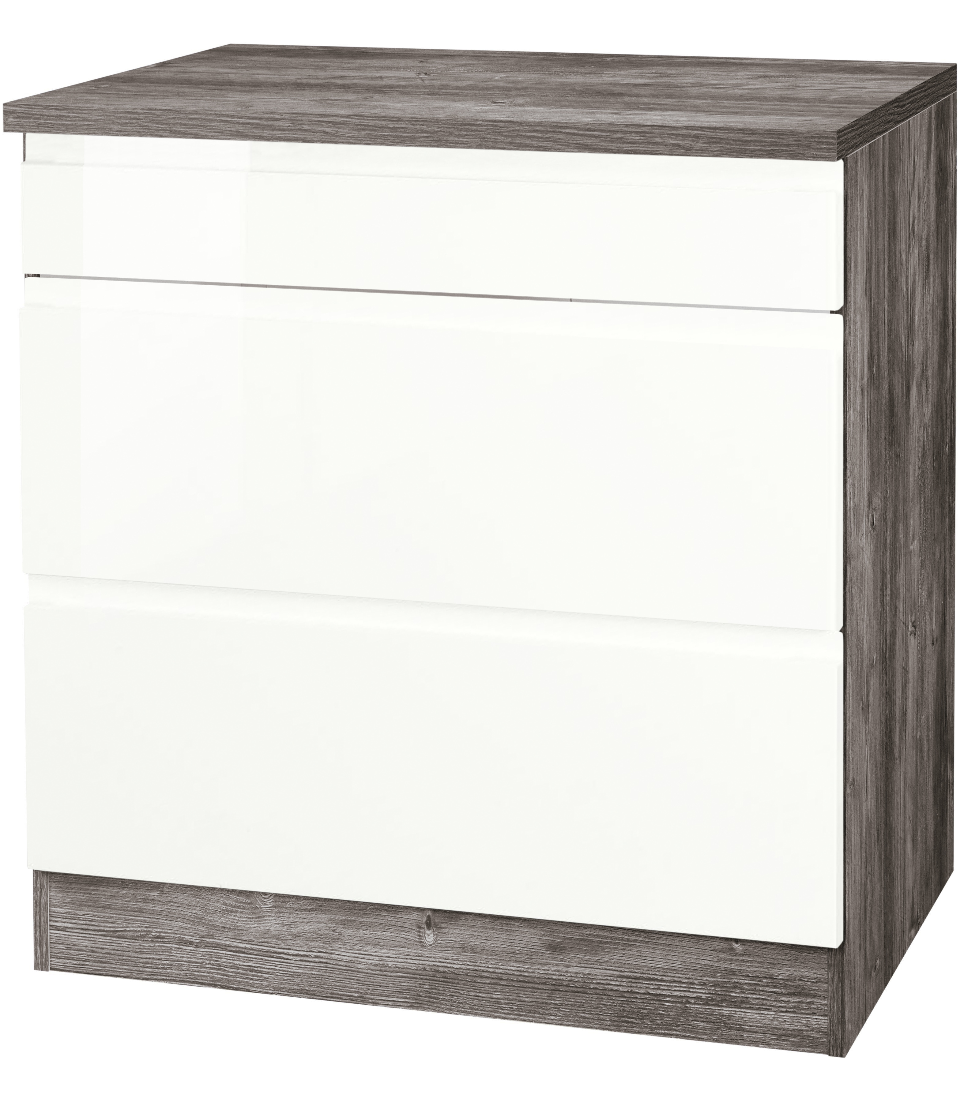 Kochfeldumbauschrank KOCHSTATION "KS-Virginia", weiß (weiß hochglanz, eiche vintage), B:80cm H:85cm T:60cm, MDF, Schränke, 80 cm breit Image