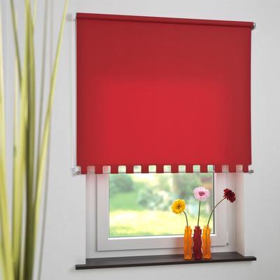 Seitenzugrollo LIEDECO Gr. 1, rot, B:62cm H:180cm, Polyester, Rollos, Volantrollo - eckiger Volant, Fixmaß Image