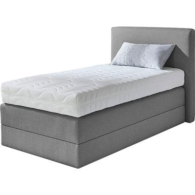 Boxspringbett, grau, B:135cm L:205cm, Strukturstoff (77% Polyester und 23% Viskose), WESTFALIA SCHLAFKOMFORT, Komplettbetten, Boxspringbett, wahlweise mit Kaltschaum-Topper, Topseller Image