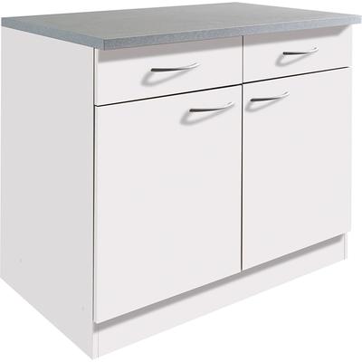 Unterschrank WIHO KÜCHEN "Kiel", weiß (front und korpus: weiß, arbeitsplatte: canvas grau), B:100cm H:85cm T:60cm, Schränke, 100 cm breit, 60 cm tief Image