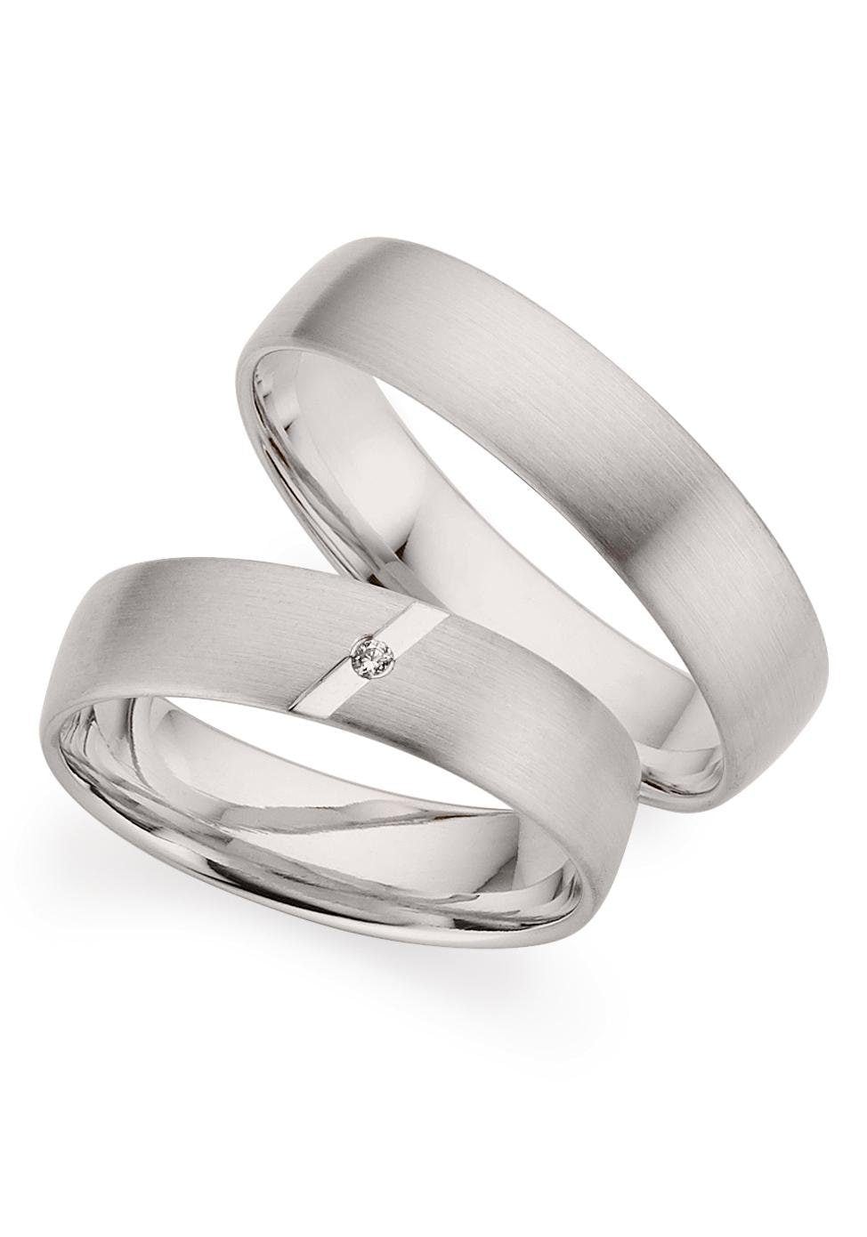 Trauring PHÖNIX "Schmuck Geschenk Gold 333 Trauring Ehering LIEBE versch. Varianten" Gr. 58, weiß (weißgoldfarben), Fingerringe, 58, ohne Brillant, Weißgold 333, 5mm, Made in Germany, wahlweise mit oder ohne Brillant Image