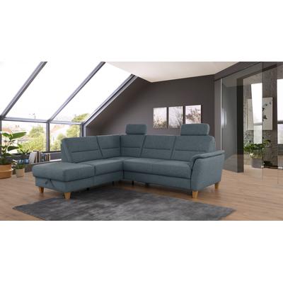 Ecksofa HOME AFFAIRE "Palmera L-Form", blau (blaugrau), B:236cm H:89cm T:212cm, 100% Polyester, Struktur (100% Polyester), Luxus-Microfaser in Lederoptik (100% Polyester), Sofas, Federkern, wahlweise mit Bettfunktion und mit/ohne Stauraum Image
