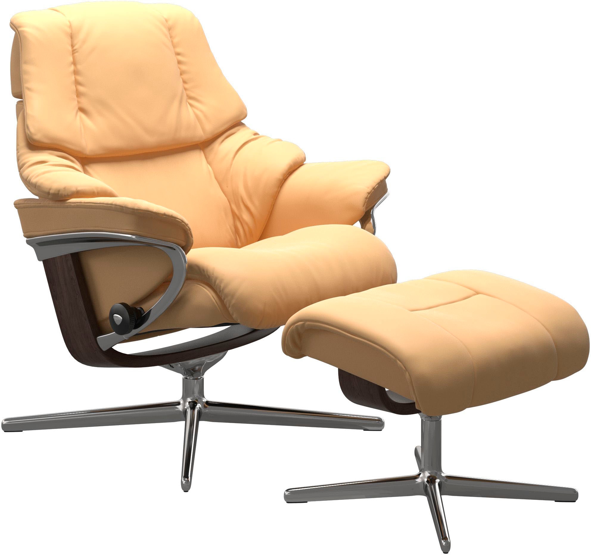Relaxsessel STRESSLESS "Reno", gelb, B:83cm H:100cm T:76cm, Sessel, Relaxsessel, mit Cross Base, Größe S, M & L, Holzakzent Wenge