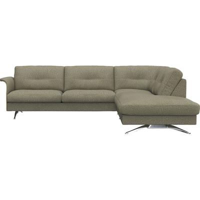 Ecksofa FLEXLUX "Glow, super bequem durch hochwertigem Sitzaufbau mit Federkern, L-Form", grün (fall grün), B:268cm H:81cm T:224cm, 62% Polyester/17%Baumwolle/14%Viscose/7%Leinen, Sofas, Skandinavisches Design, In hochwertiger Verarbeitung Image