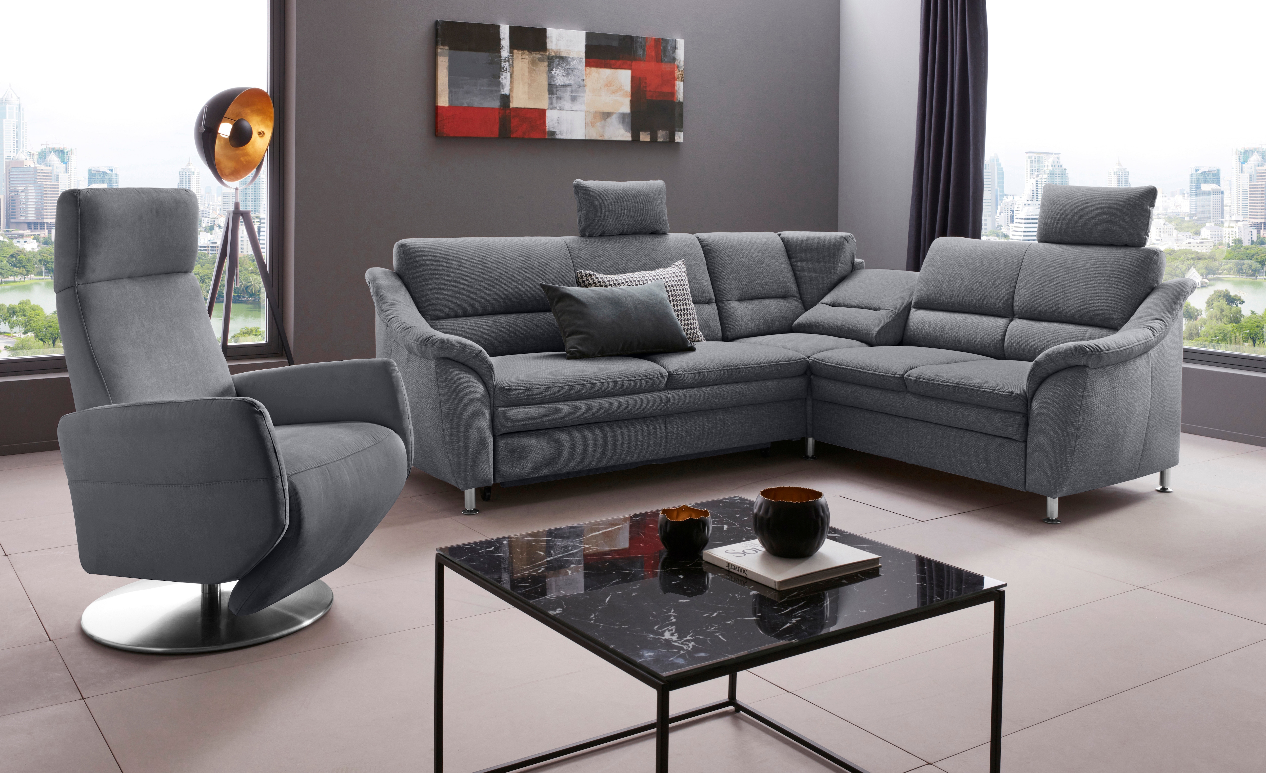 TV-Sessel SIT & MORE "Kobra", grau, B:71cm H:110cm T:82cm, Struktur imprägniert (100% Polyester);Luxus-Microfaser ALTARA NUBUCK (100% Polyester);Struktur (52% Polyester, 35% Polyacryl, 13% Baumwolle);Luxus-Microfaser weich (90% Polyester, 10%...