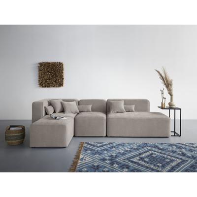 Ecksofa ANDAS "Sundstrup L-Form", grau (taupe), B:303cm H:76,5cm T:93cm, 100% Polyester, Sofas, Modulserie, individuelle Zusammenstellung Image