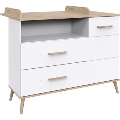 Wickelkommode WIMEX "Fehmarn", weiß (weiß, absetzung viking oak nachbildung, weiß), B:122cm H:101cm, Spanplatte, Wickelkommoden
