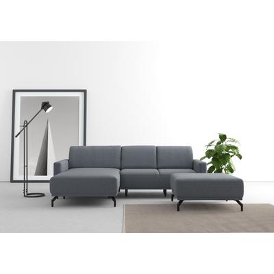 Ecksofa SIT & MORE "Bailando L-Form", blau (blaugrau), B:251cm H:84cm T:163cm, Sofas, wahlweise mit Kopfteilverstellung und Vorziehsitz, motorisch Image