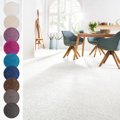 Teppichboden ANDIAMO "Sophie, Frisee-Velours, Made in Netherlands", weiß, B:400cm H:12mm L:100cm, Kunstfaser, Teppiche, Uni Farben, Breite 400 cm oder 500 cm, strapazierfähig & pflegeleicht Image