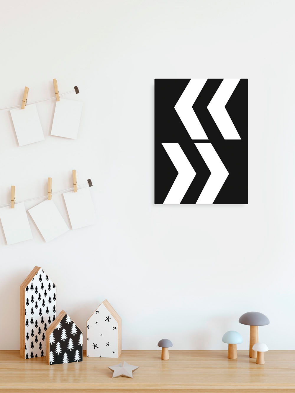 Leinwandbild KOMAR "Typo Arrows - Größe 30 x 40 cm", schwarz (farbe bild(er): schwarz, weiß), B:30cm, Holz, Papier, Bilder, Keilrahmenbild mi Echtholzrahmen Image