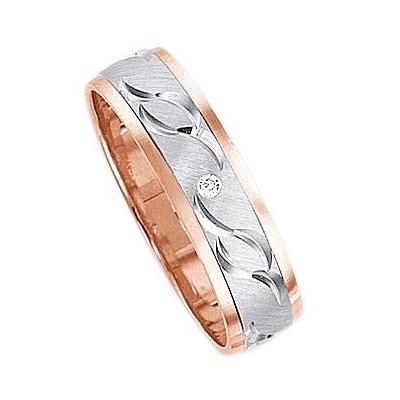 Trauring FIRETTI "Schmuck Geschenk Gold 375 Hochzeit Ehering Trauring "LIEBE" Gr. 17, rosa (weißgoldfarben, roségoldfarben), Fingerringe, 17, 0,01 ct SI = kleine Einschlüsse mit Brillant, Weißgold 375-Roségold 375, 5mm, Weißgold 375, Rosu00e9gold... Image