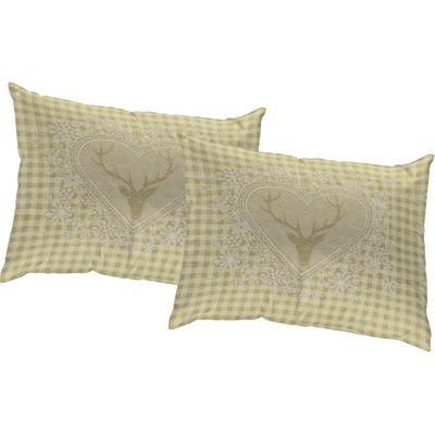 Dekokissen WIRTH "Stuben" Gr. 1, grün (lindgrün, gemustert), B:40cm L:40cm, Baumwolle, Polyester, Dekokissen_Sitzkissen_Kissenhüllen, Kissenhülle ohne Füllung, 2 Stück Image