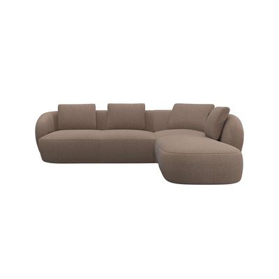 Ecksofa FLEXLUX "Torino, rund, L-Form, Sofa-Ecke mit Ottomane", braun (hazel), B:265cm H:85cm T:237cm, 100% Polyester, Sofas, Modernes, organisches Sofa-Design, Kaltschaum, Wellenunterfederung Image