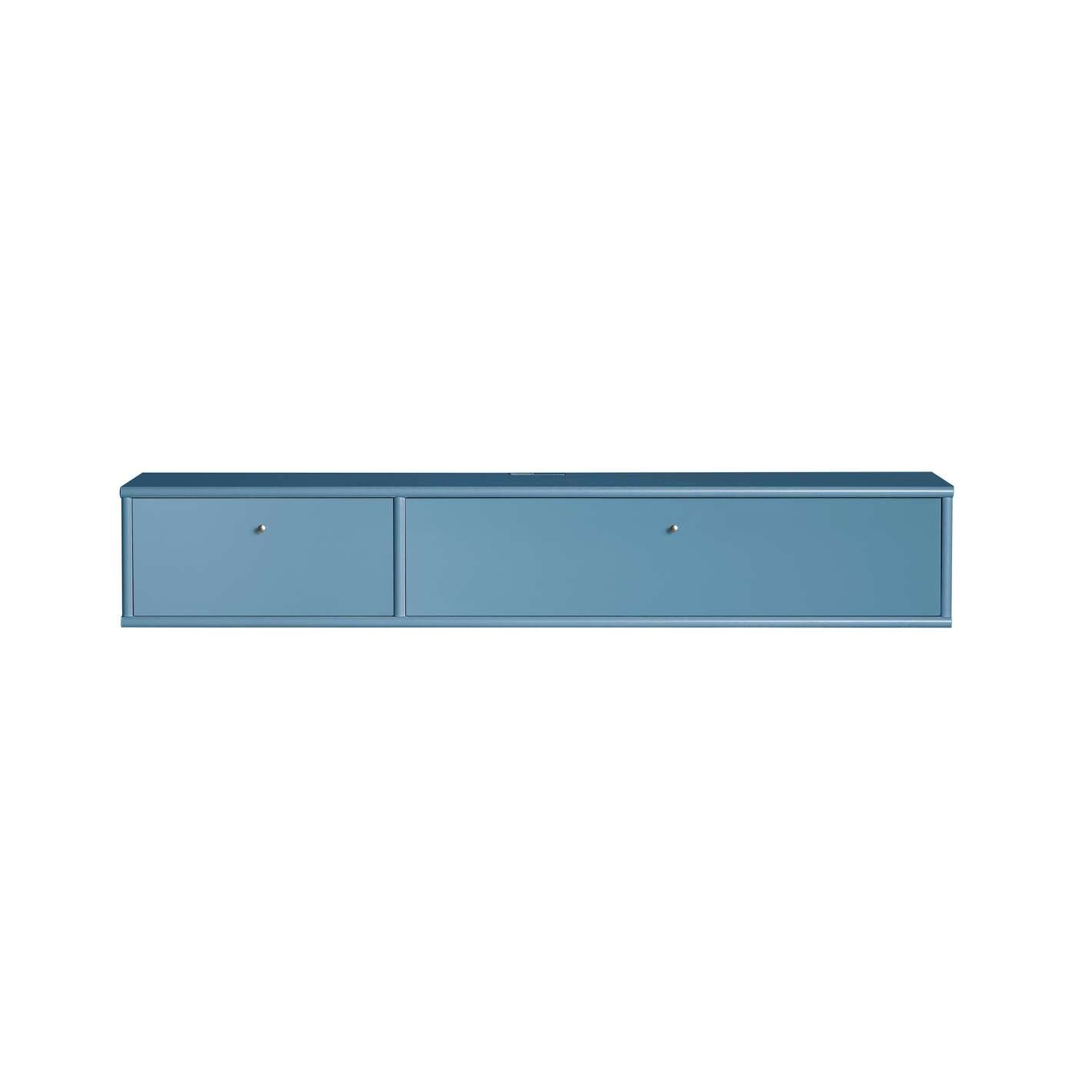 TV-Board HAMMEL FURNITURE "Mistral Fernsehschrank, Medienmöbel, Hängend", blau, B:133cm H:22,4cm T:32,5cm, MDF, Massivholz, Spanplatte, Sideboards, TV-Board, Schublade und Klapptür, Lowboard, B: 133 cm