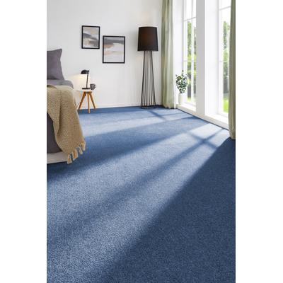 Teppichboden MY HOME "Isabella, Velours, Made in Netherlands", blau (dunkelblau), B:400cm H:8,5mm L:600cm, Teppiche, Breite 400 cm, Uni Farben, weich, pflegeleicht, strapazierfähig Image