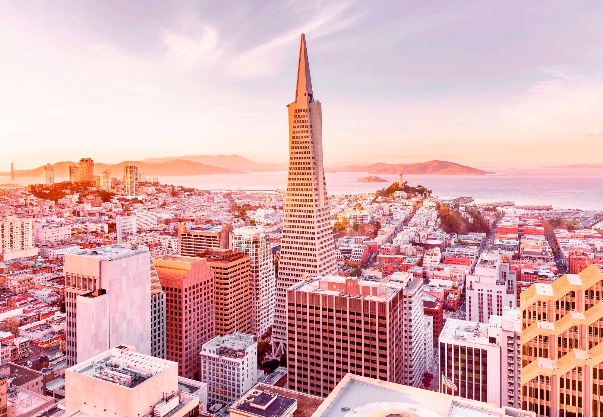 Fototapete KOMAR "San Francisco Morning - Größe 368 x 254 cm", bunt, B:368m L:254m, Papier, Tapeten, Wohnzimmer, Schlafzimmer