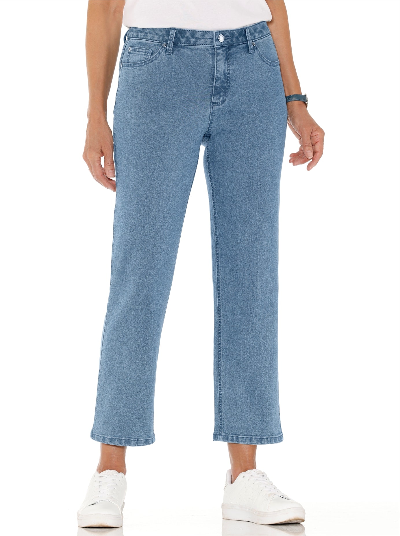 Bequeme Jeans CASUAL LOOKS, Damen, Gr. 54, Normalgrößen, blau (blau, bleached), 78% Baumwolle, 20% Polyester, 2% Elasthan, unifarben, lang, Jeans