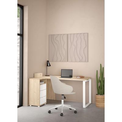 Eckschreibtisch INOSIGN "Arbeitstisch, Sekretär, Bürotisch, Stauraum, Computertisch", weiß (jackson hickory, weiß), B:150cm H:75,6cm T:99,6cm, Tische, 3 Schubladen integriert und 1 offenes Fach, Breite 150 cm Image
