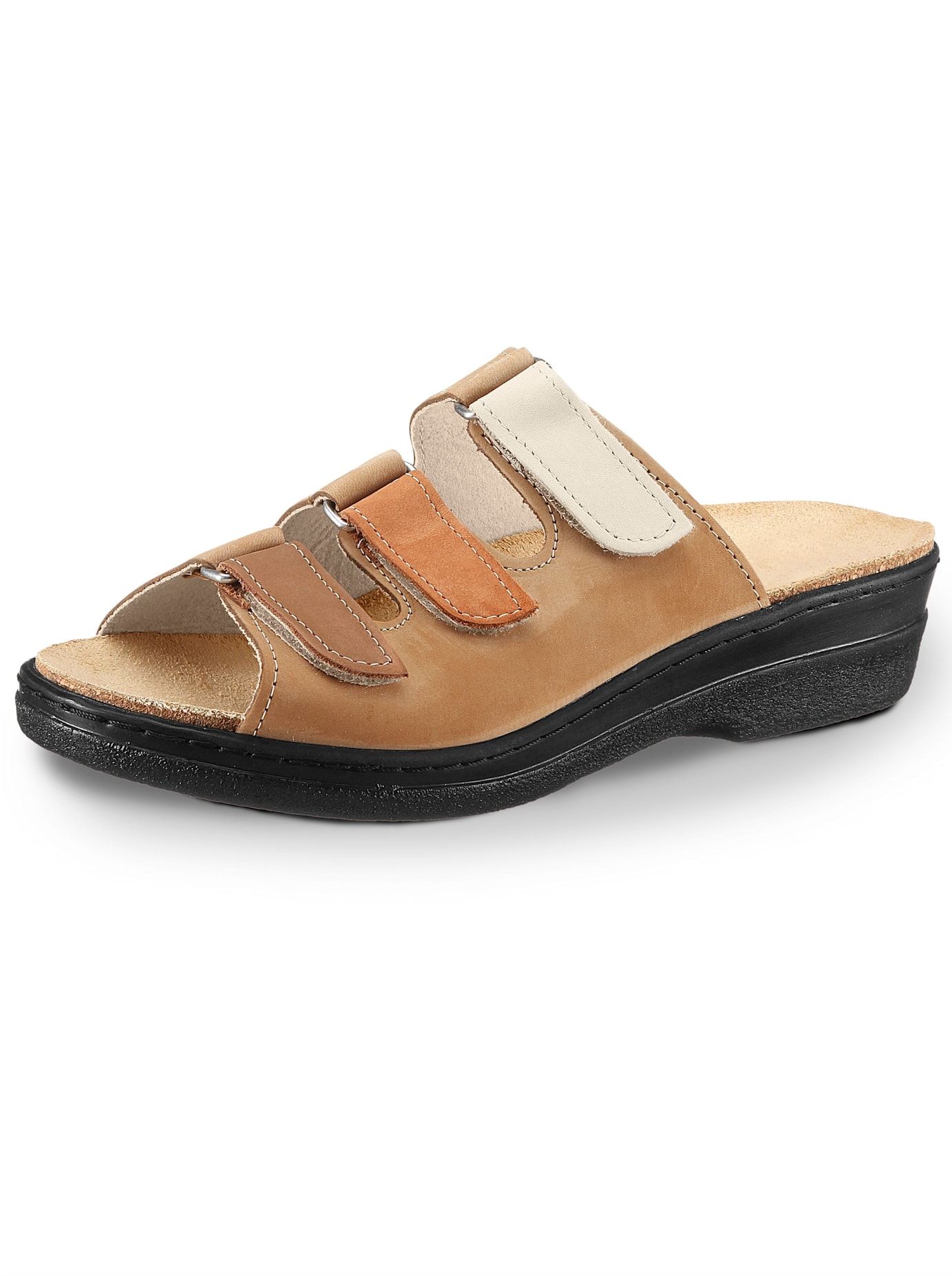 Pantolette CLASSIC, Damen, Gr. 37, beige, Veloursleder, Schuhe Pantolette