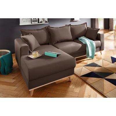 Ecksofa HOME AFFAIRE "Edina L-Form", braun (braun, filzoptik), B:228cm H:83cm T:151cm, Webstoff (100% Polyester), Baumwollmix (50% Baumwolle, 50% Polyester), Baumwollmix (50% Baumwolle, 50% Polyester), Sofas, auch in Baumwollmix-Bezug, im... Image