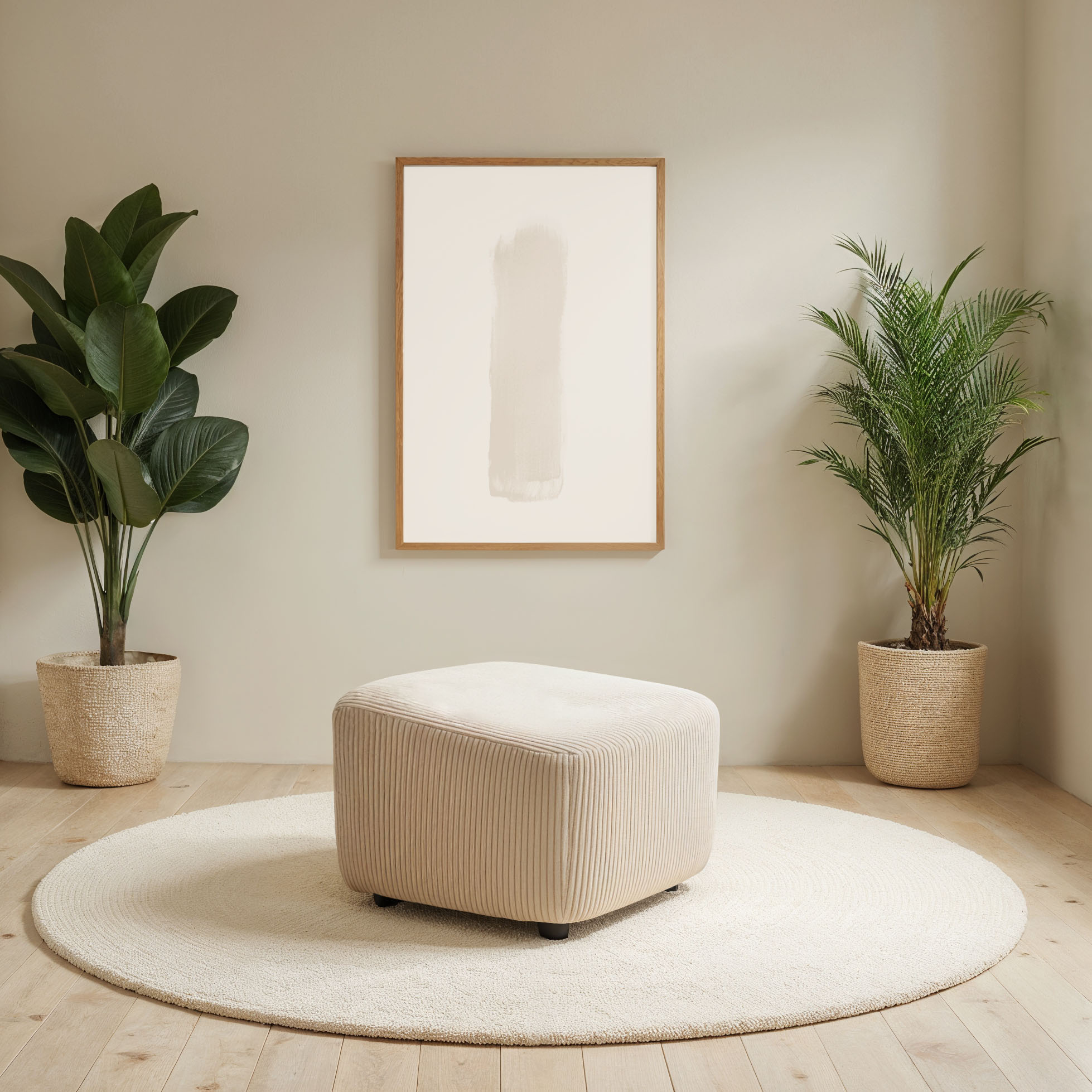 Polsterhocker INOSIGN "HETTY, passender Hocker zum Drehsessel HETTY, 56 x 60 x 40 cm", beige (creme), B:56cm H:40cm T:60cm, 100% Polyester, Hocker, mit schrägem Sitz