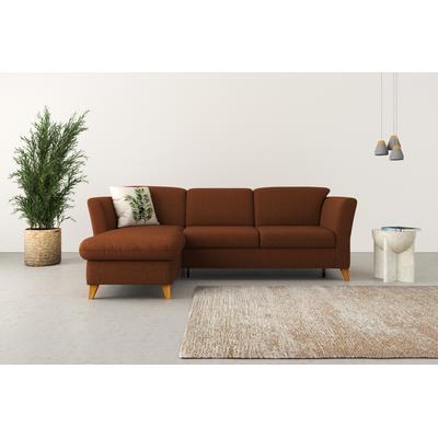 Ecksofa HOME AFFAIRE "Trelleborg L-Form", rosa (kupfer), B:249cm H:86cm T:162cm, 100% Polyester, Sofas, Federkern-Polsterung, wahlweise mit Bettfunktion und Bettkasten Image