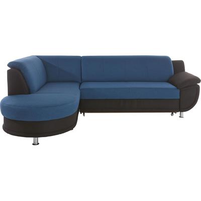 Ecksofa TRENDMANUFAKTUR "Rondo 3, zeitlos und bequem, Materialmix, breite Armlehnen, L-Form", schwarz (schwarz, petrol), B:265cm H:85cm T:190cm, Kunstleder SOFTLUX / Struktur (77% Polyester; 23% Polyacryl), Luxus-Microfaser ALCAZAR (100% Polyester)... Image