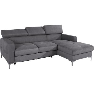 Ecksofa COTTA "Sammy L-Form", grau (stone), B:226cm H:74cm T:169cm, Struktur (100% Polyester ), Chenille (90% Polyester; 10% Polyamid ), Sofas, mit Kopfteilverstellung, wahlweise mit Bettfunktion & Bettkasten Image