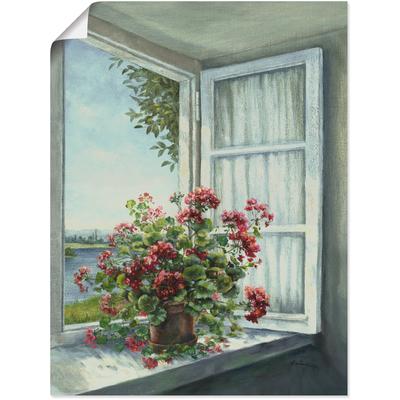 Wandbild ARTLAND "Geranien am Fenster", weiß (farbe bild(er): weiß), B:60cm H:80cm, Bilder, als Alubild, Outdoorbild, Leinwandbild, Poster, Wandaufkleber Image