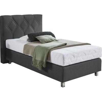 Boxspringbett "Phönix", grau (anthrazit), B:105cm L:210cm, Bezug Bett: Microvelours (100% Polyester) oder Feinstruktur (100% Polyester), Bezug Bonnell-Federkernmatratze: 100% Polyester, Bezug Kaltschaummatratze: 100% Polyester, Bezug... Image