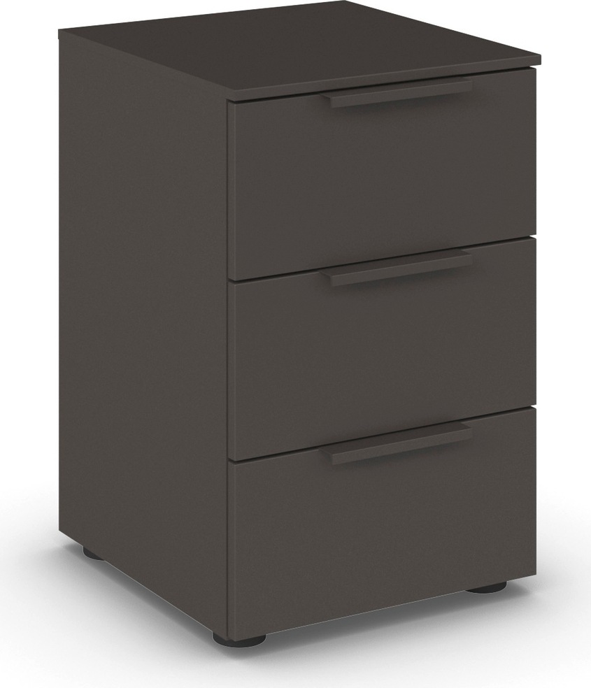 Nachtkommode RAUCH "Nachttisch Nachtschrank Nachtkonsole FLIPP", grau (graphit), B:40cm H:61cm T:42cm, Holzwerkstoff, Sideboards, mit 3 Schubladen und Soft-Close-Funktion