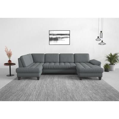 Wohnlandschaft SIT & MORE "Westham U-Form", grau, B:338cm H:88cm T:172cm, 100% Polyester, Sofas, wahlweise mit Bettfunktion, Bettkasten, Sitztiefenverstellung Image