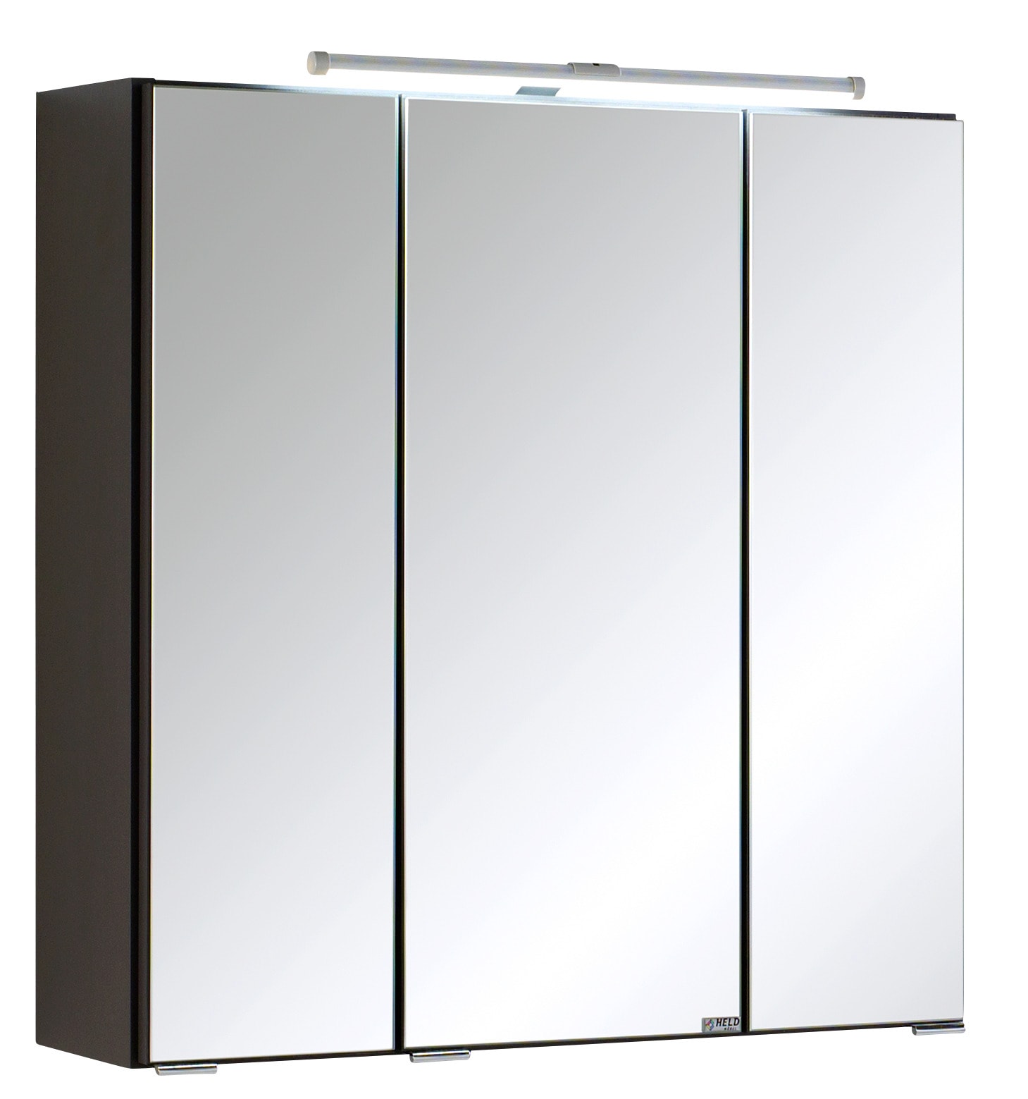 Spiegelschrank WELLTIME "Cardiff", grau (graphitfarben), B:60cm H:64cm T:20cm, Spanplatte, Schränke, Breite 60 cm, mit Schalter und Steckdose Image