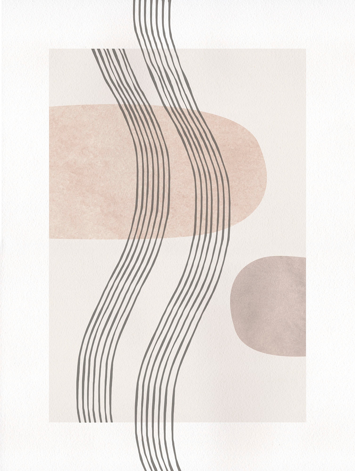 Bild KOMAR "Line Art Waves", braun (farbe bild(er): pastell), B:30cm H:40cm, Holz, Papier, Bilder, Wandbild zur Dekoration - ohne Rahmen Image