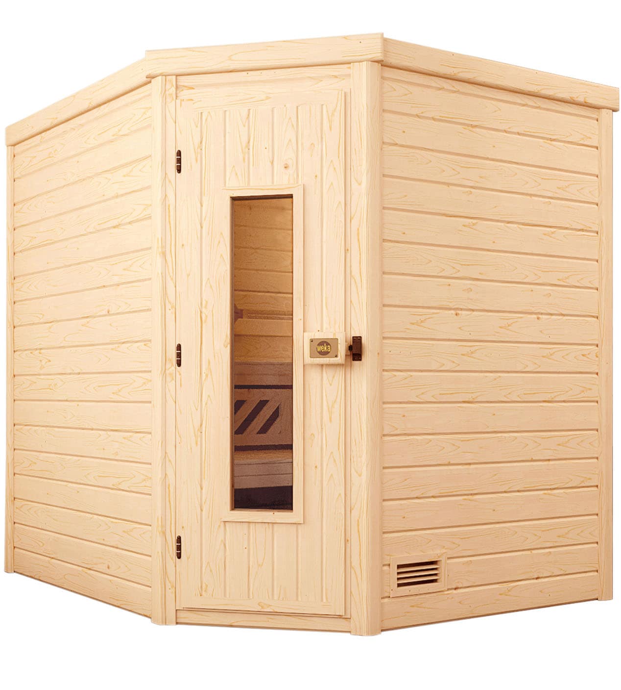 Sauna WEKA "Massivholzsauna TURKU 2", beige (natur), Saunaofen, integrierte Steuerung, 9 kW, Saunen, Blockbohlen, isoliert Holztür Image