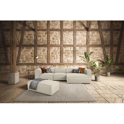 Ecksofa W.SCHILLIG "around-the-block", grau (eisgrau z59), B:341cm H:66cm T:164cm, Longlife Xtra-Leder Z59: Glattleder mit modischer Prägung. Hautstärke 0, 9 - 1, 1 mm, Sofas, mit eleganter Biese, mit Federkern, Breite 341 cm Image