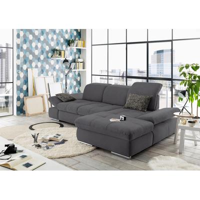 Ecksofa "SO4100 V", grau, B:284cm H:80cm T:190cm, SET ONE BY MUSTERRING, Sofas, mit verstellbaren Kopfteilen, wahlweise mit Funktionen, Cord-Bezug Image