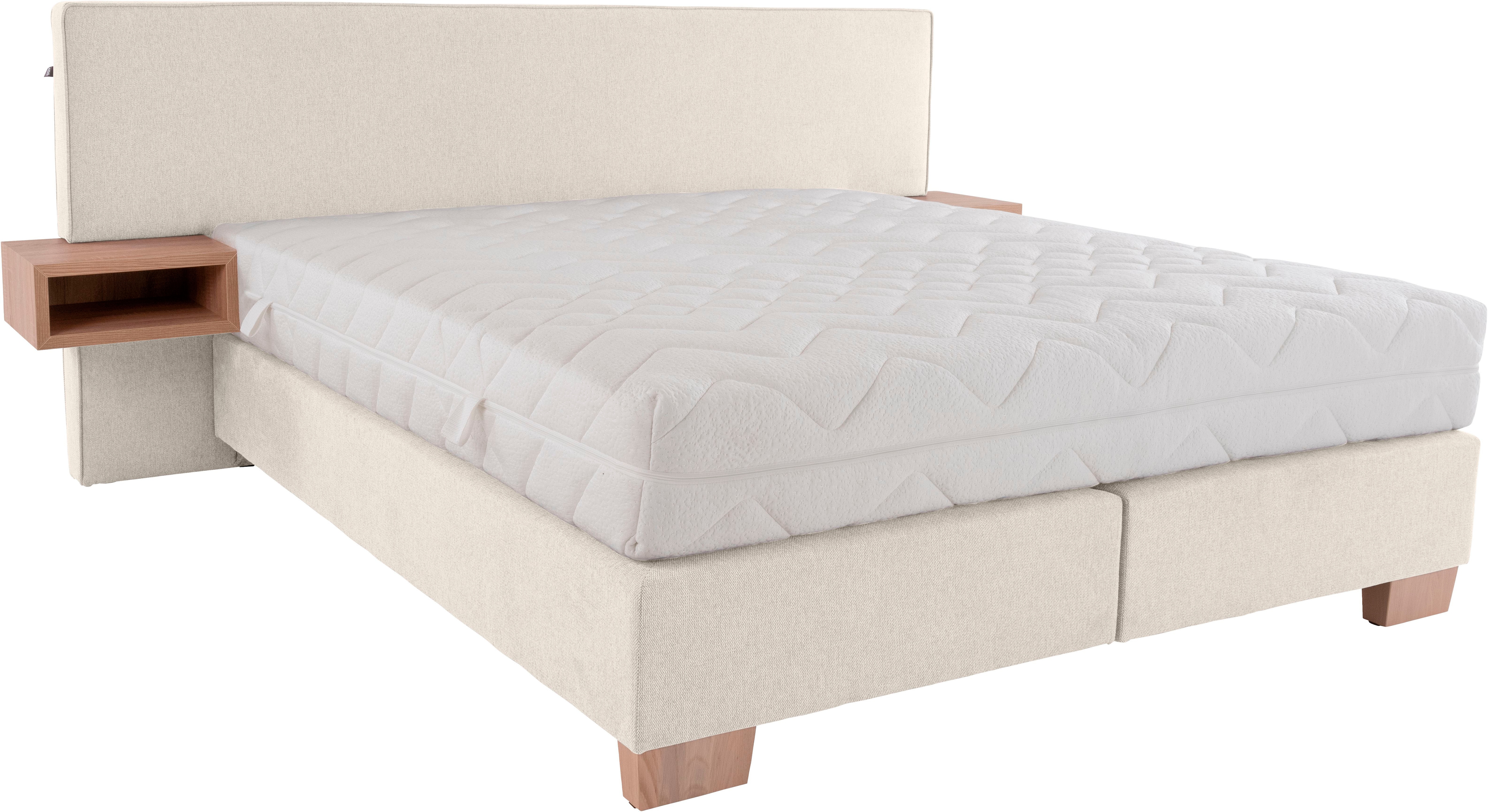 Boxspringbett ALINA "Daria", beige (beige gcp 11), B:247cm L:213cm, Chenille GCP (100% Polyester), Komplettbetten, Boxspringbett, integrierte Nachttische und Matratze, unterschiedliche Ausführungen Image