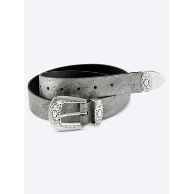 Ledergürtel HEINE, Damen, Gr. 75, silber (silberfarben), Gürtel Image