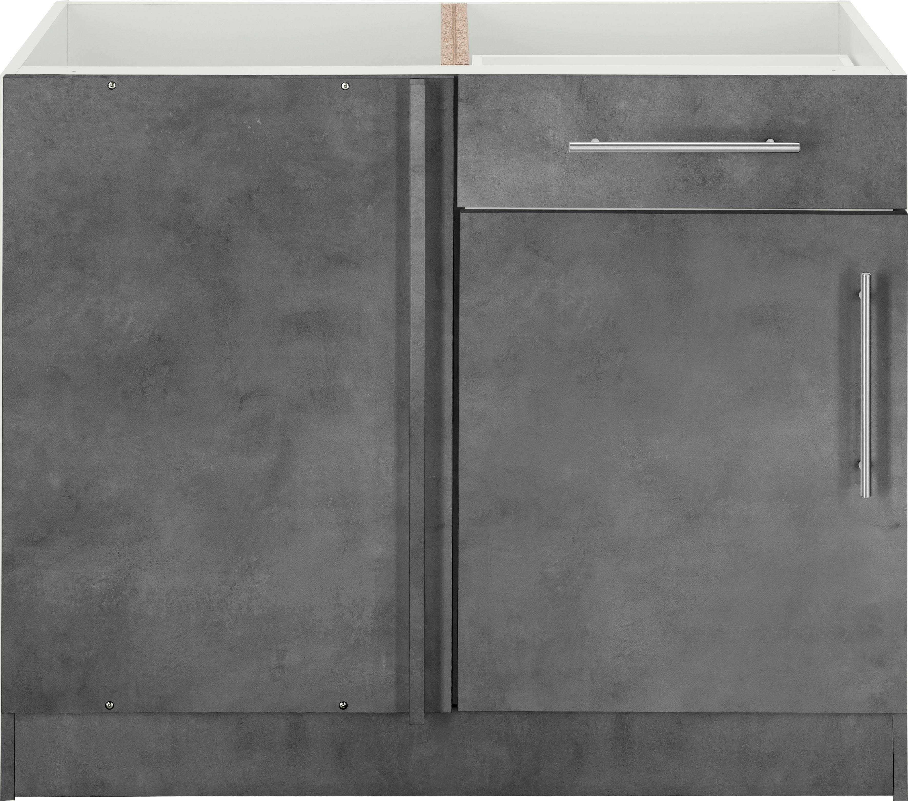 Eckunterschrank WIHO KÜCHEN "Cali", grau (front und korpus: betonfarben), B:100cm H:82cm T:57cm, Schränke, 100 cm breit, Planungsmaß 110 cm, ohne Arbeitsplatte Image