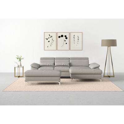Ecksofa SIT & MORE "Cabrio L-Form, mit Sitztiefenverstellung, Arm- und Kopfteilverstellung", grau (hellgrau), B:295cm H:87cm T:180cm, Sofas, 2 Nierenkissen, Federkern, optional Bettfunktion und Stauraum Image