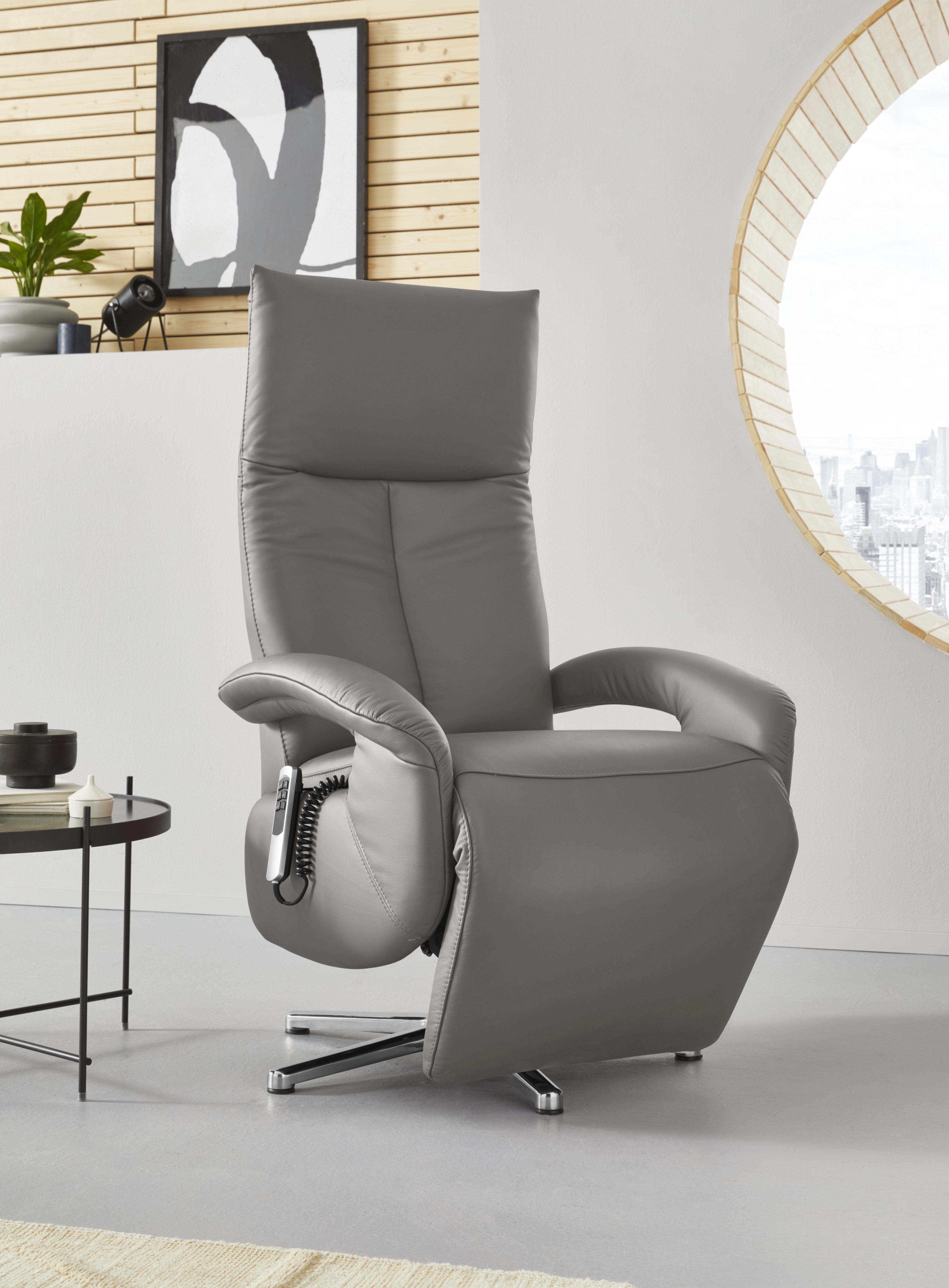 TV-Sessel SIT & MORE "Tycoon mit Kopfteilverstellung und 360 Drehfunktion", braun (schlamm), B:74cm H:112cm T:82cm, Sessel, wahlweise manuell oder elektrischer Funktion, auch mit Akku (kabellos)