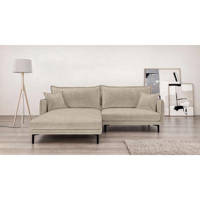 Ecksofa INOSIGN "ALEXANDRIA mit Recamiere rechts oder links bestellbar, moderne Bezüge", beige, B:246cm H:86cm T:190cm, 100% Polyester, Sofas, L-Form mit Wellenunterfederung, Maße: B/H/T 246/86/190 cm Image