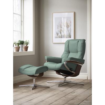 Relaxsessel STRESSLESS "Mayfair", grün (aqua grün paloma), B:79cm H:102cm T:73cm, Leder PALOMA: PALOMA ist ein durchgefärbtes Semianilin-Möbelleder mit natürlicher Narbung., Sessel, mit Cross Base, Größe S, M & L, Holzakzent Braun Image