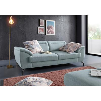 2,5-Sitzer SIT & MORE "Percy", blau (aqua), B:207cm T:112cm, Sofas, 15 cm Fußhöhe, Sitztiefenverstellung, wahlweise Kopfteilverstellung Image