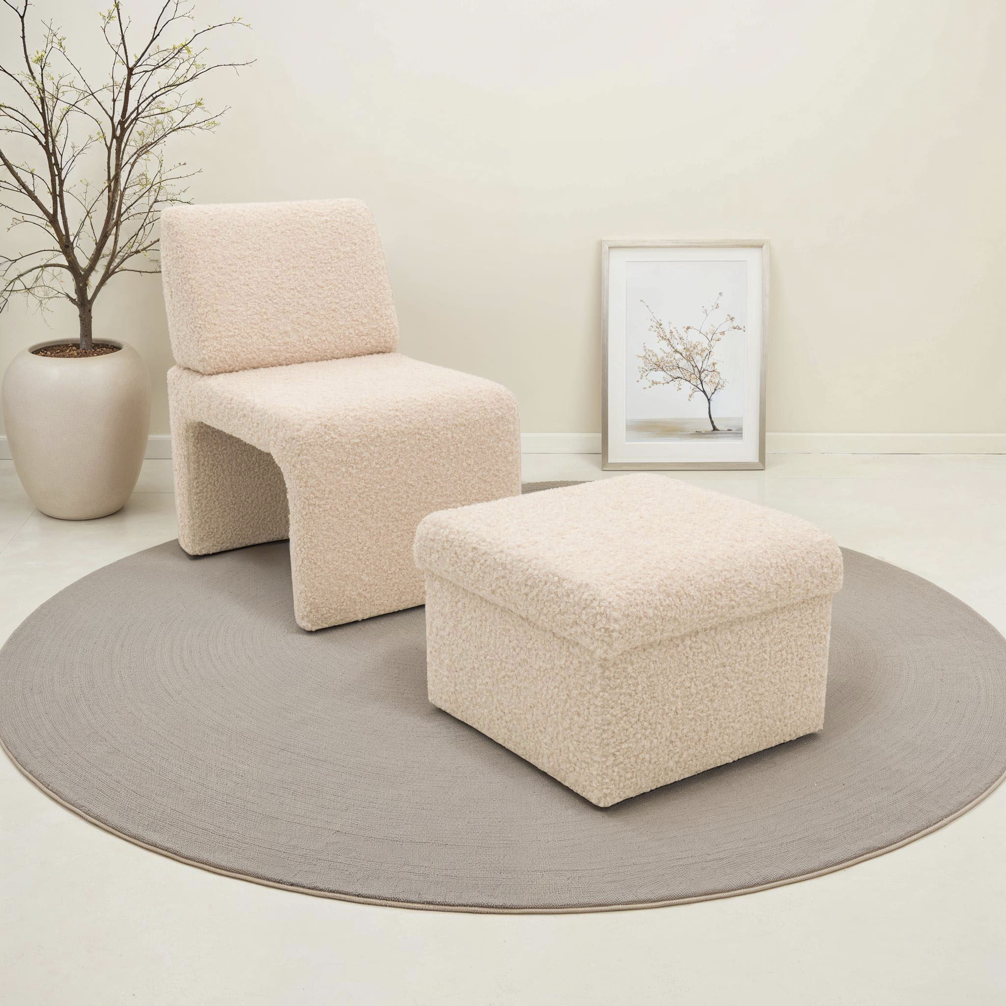 Sessel DOMO COLLECTION "Vilnius Loungesessel, funktional und raumsparend", beige (creme), B:54cm H:82cm T:70cm, 100% Polyester, Sessel, Sessel mit Hocker Einzelsessel, Smarte Lösung für kleine Wohnräume
