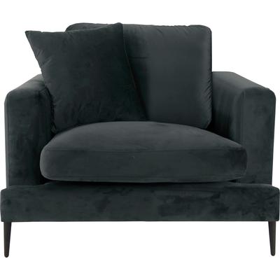 Sessel LEONIQUE "Cozy Loungesessel, Designersessel, Maße B/T/H: 91/97/80 cm", grau (anthrazit), B:91cm H:80cm T:97cm, Samtoptik (100% Polyester), Struktur (100% Polyester), Sessel, Einzelsessel XXL-Sessel, mit Metallbeinen und Zierkissen Image