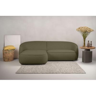 Ecksofa INOSIGN "Cosigo", grün (khaki), B:246cm H:75cm T:155cm, 100% PES, Sofas, Breite 246 cm, 2 Chenille-Stoffe zur Auswahl, mit Kaltschaum Image